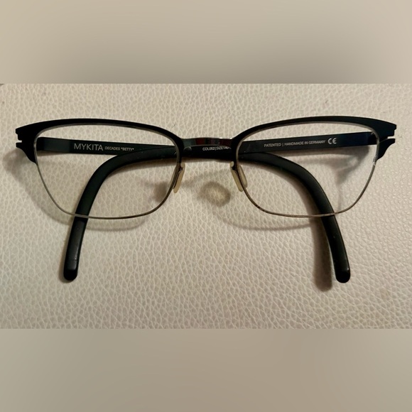 MYKITA Decades Betty Eyeglasses Silver and Black Eyewear COL052 Retro Cateye